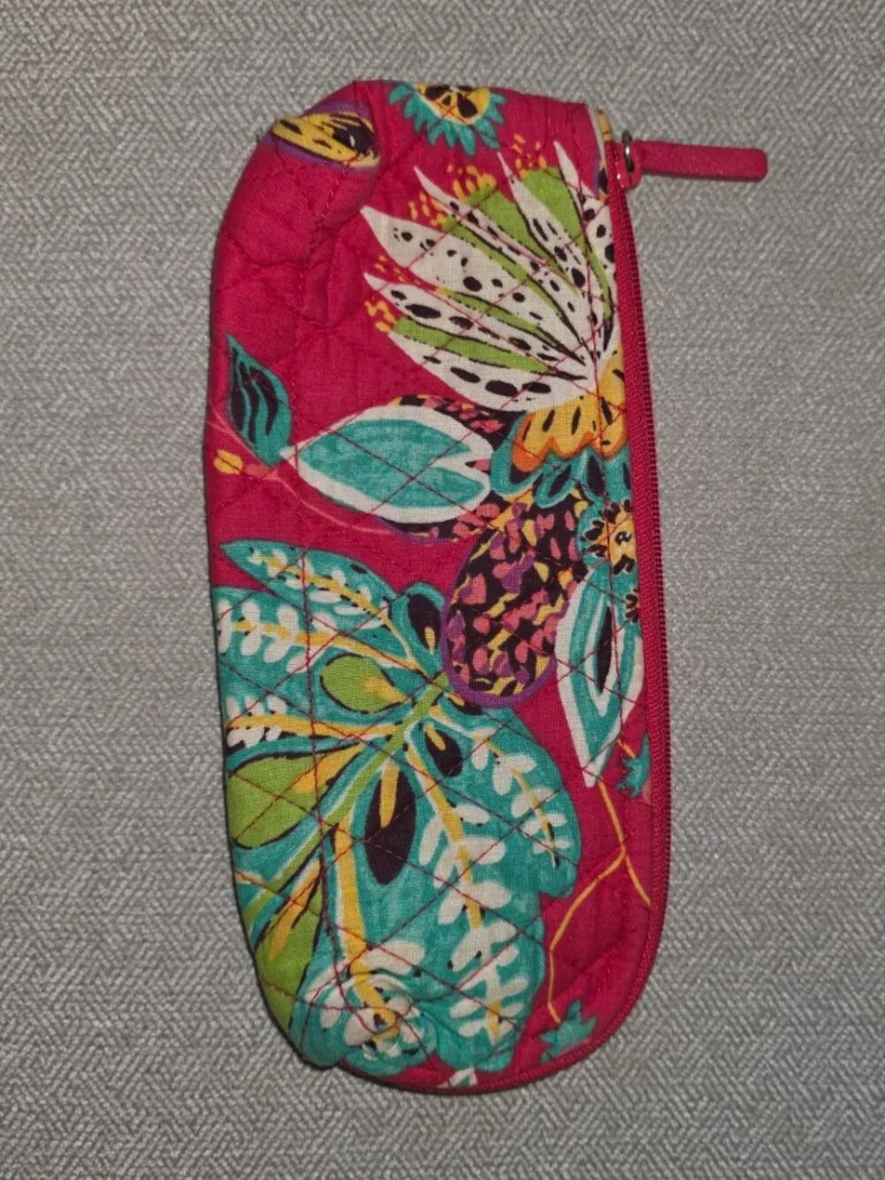Vera Bradley Zip Pouch Makeup Organizer Pencil Case Travel Accessory Rumba